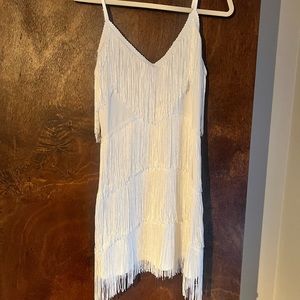 Fringe white dress